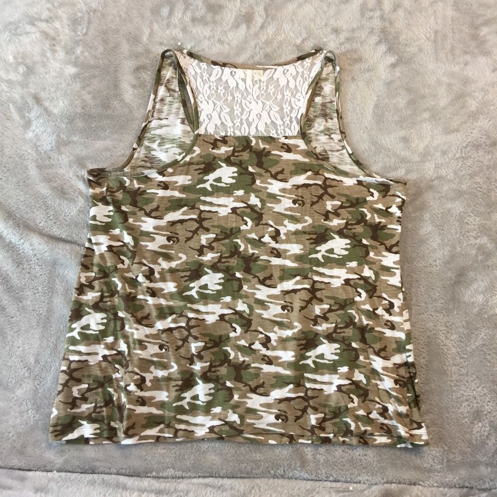 Camo and Lace Tank Top